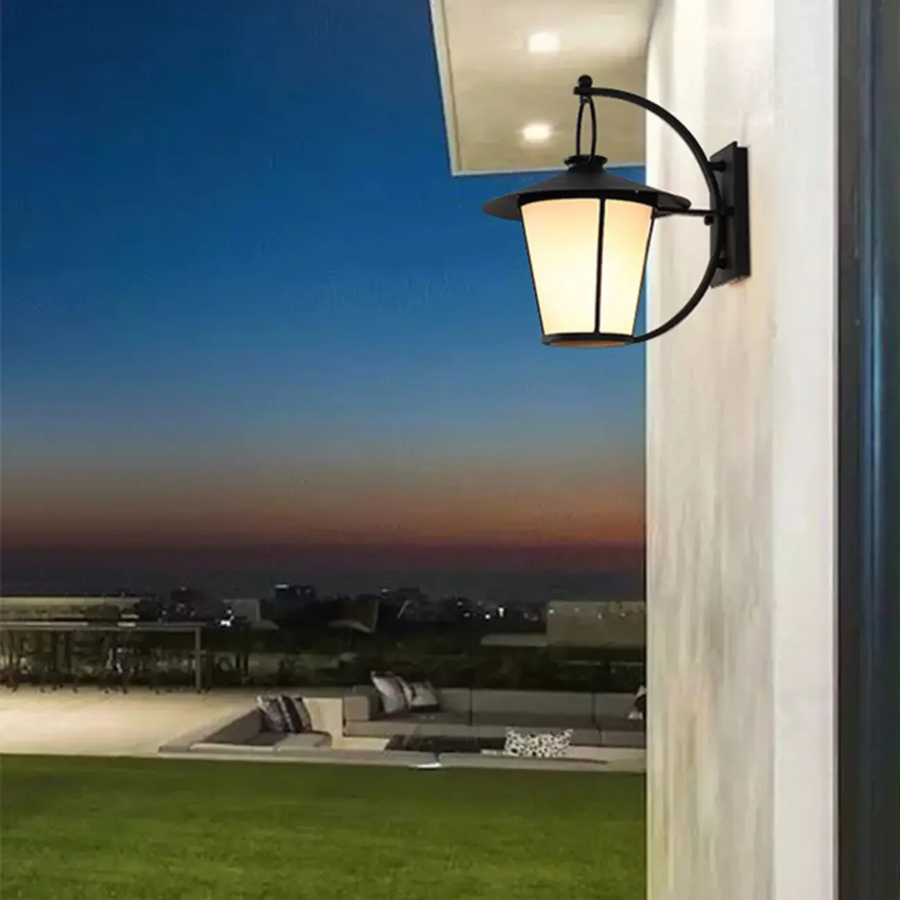 Mini Industrial Metal Outdoor Wall Light Cylinder Glass Lantern