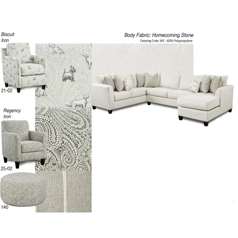 Homecoming Stone Stationary Sectional w/ Armless Sleeper