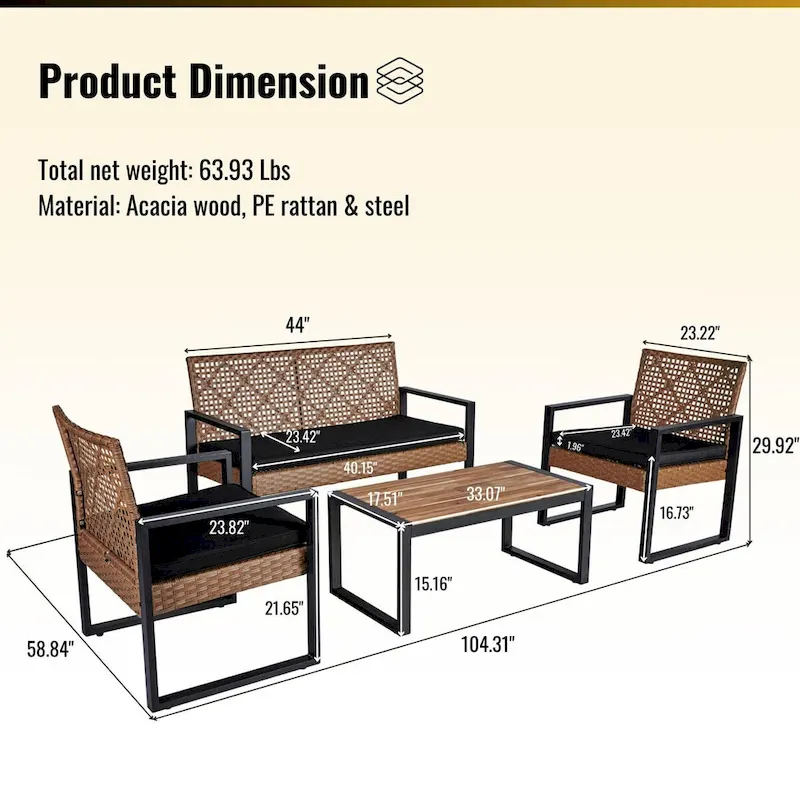 WW 4-Piece Patio Furniture Set