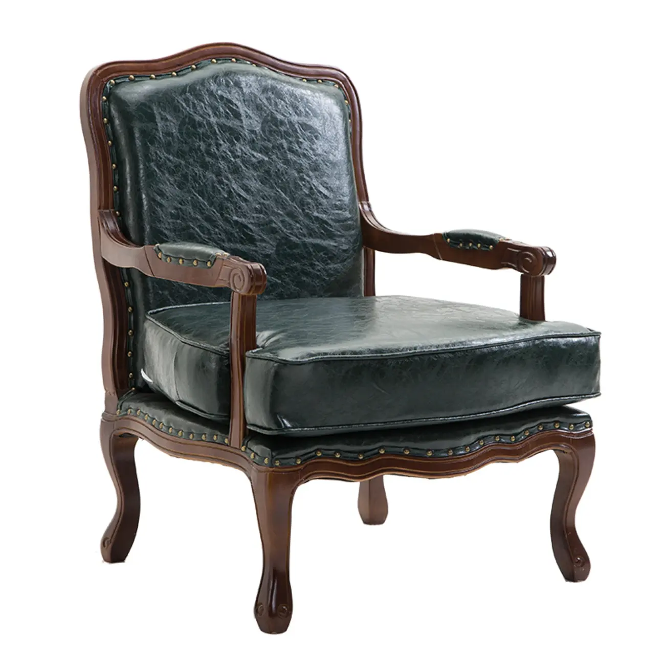 Mid-century Modern Leather Solid Wood Traditional Arm Chair