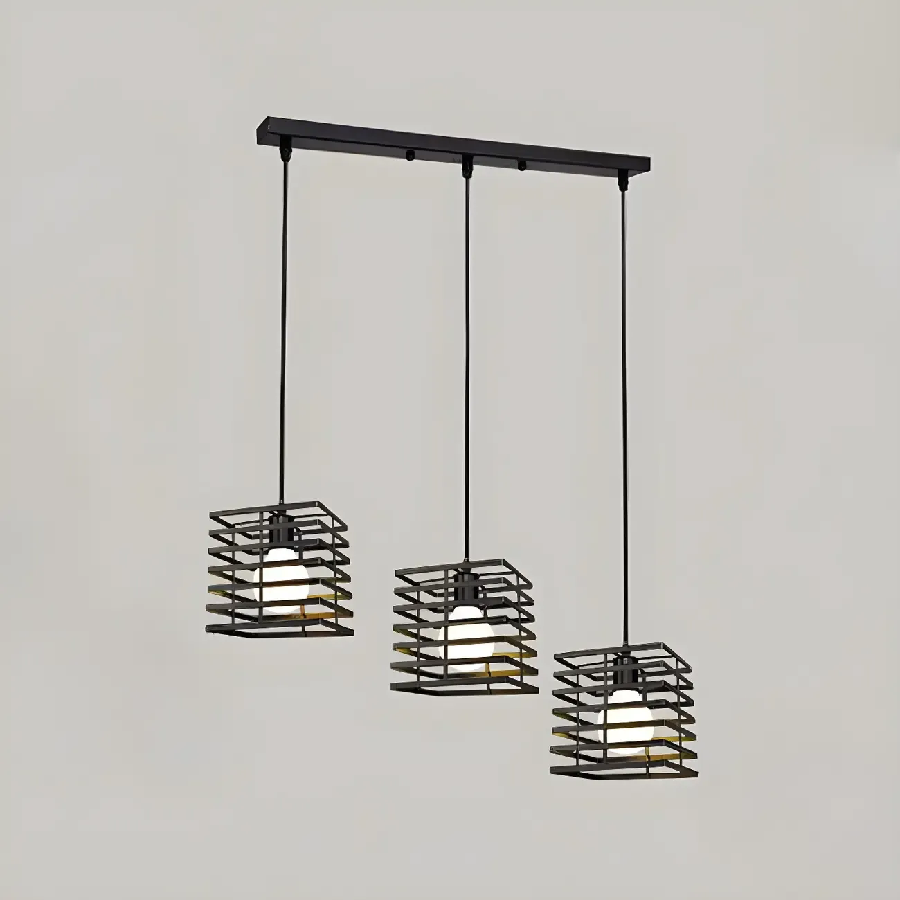 Industrial Black 3-Light Lantern Pendant Light