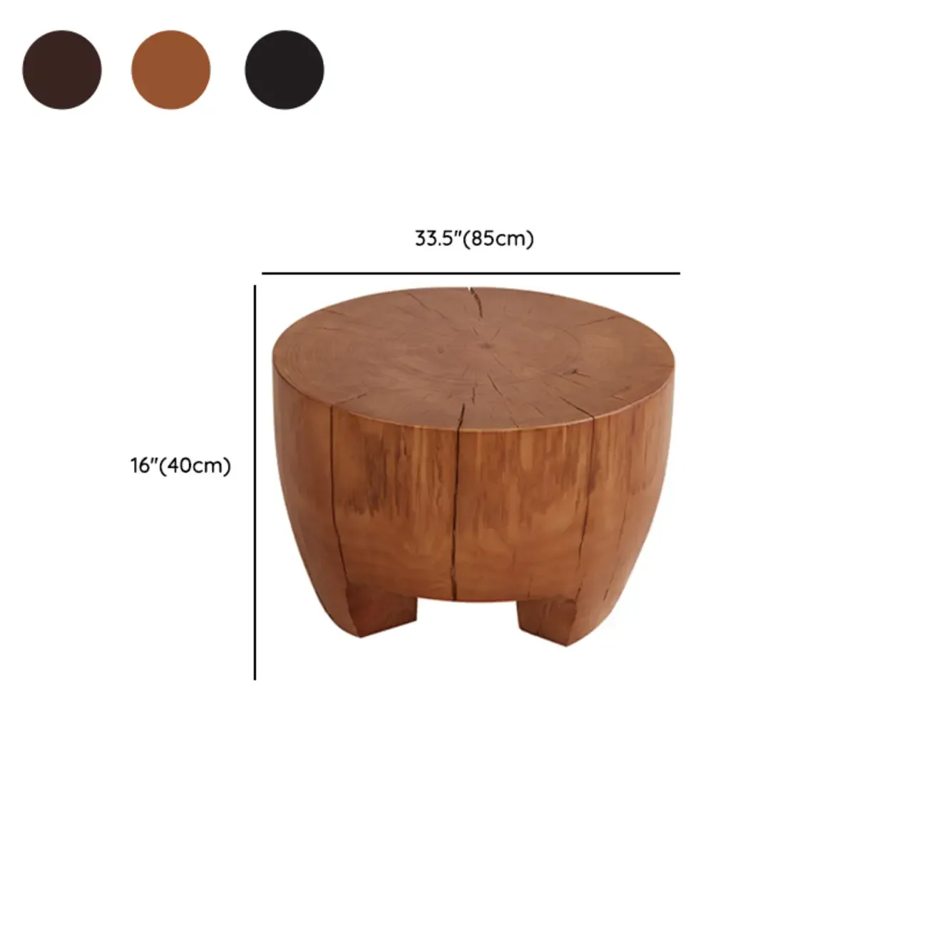 Rustic Solid Wooden Round Coffee Table with Natural Finish