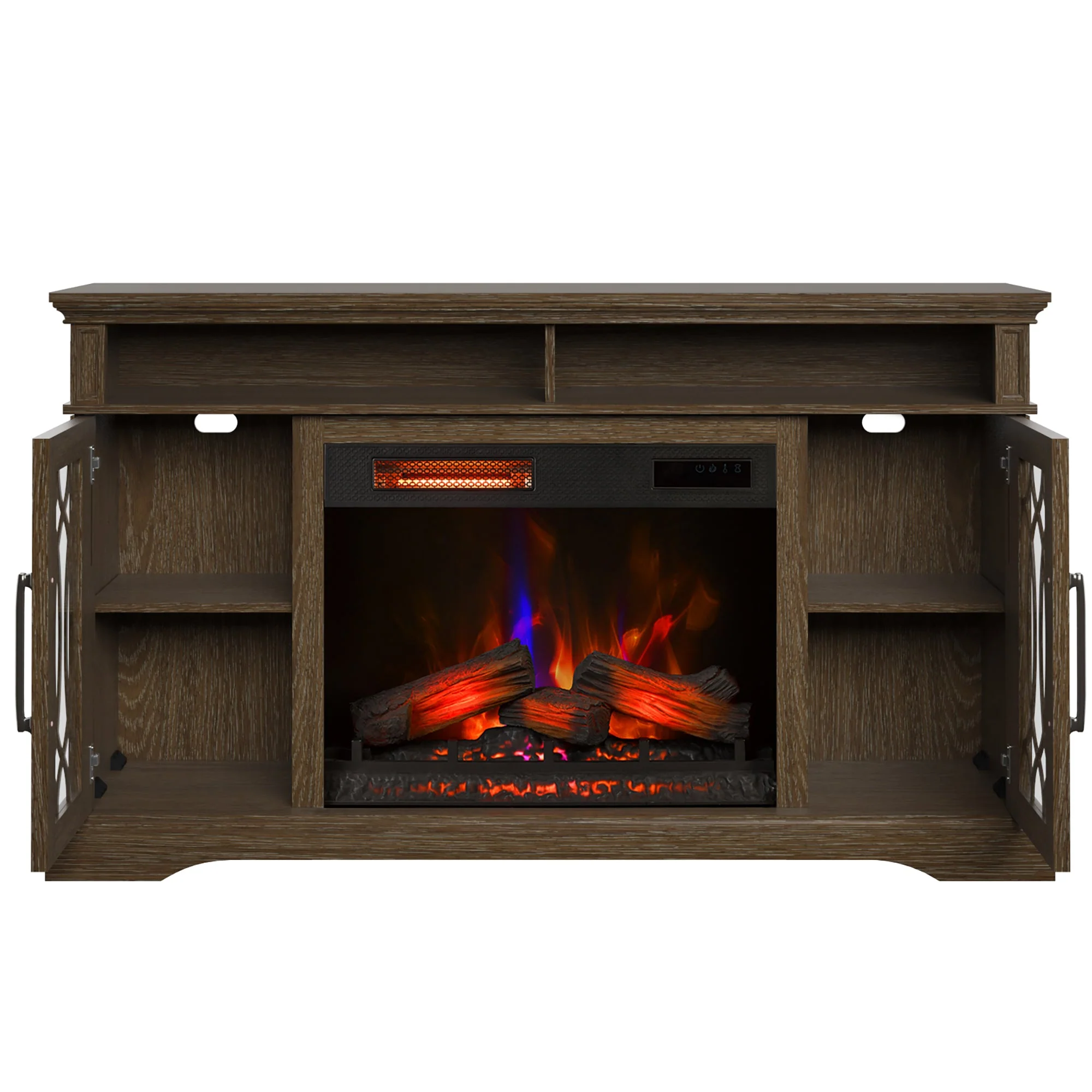 duraflame? Modern Farmhouse Electric Infrared Fireplace TV Stand Media Console with Remote