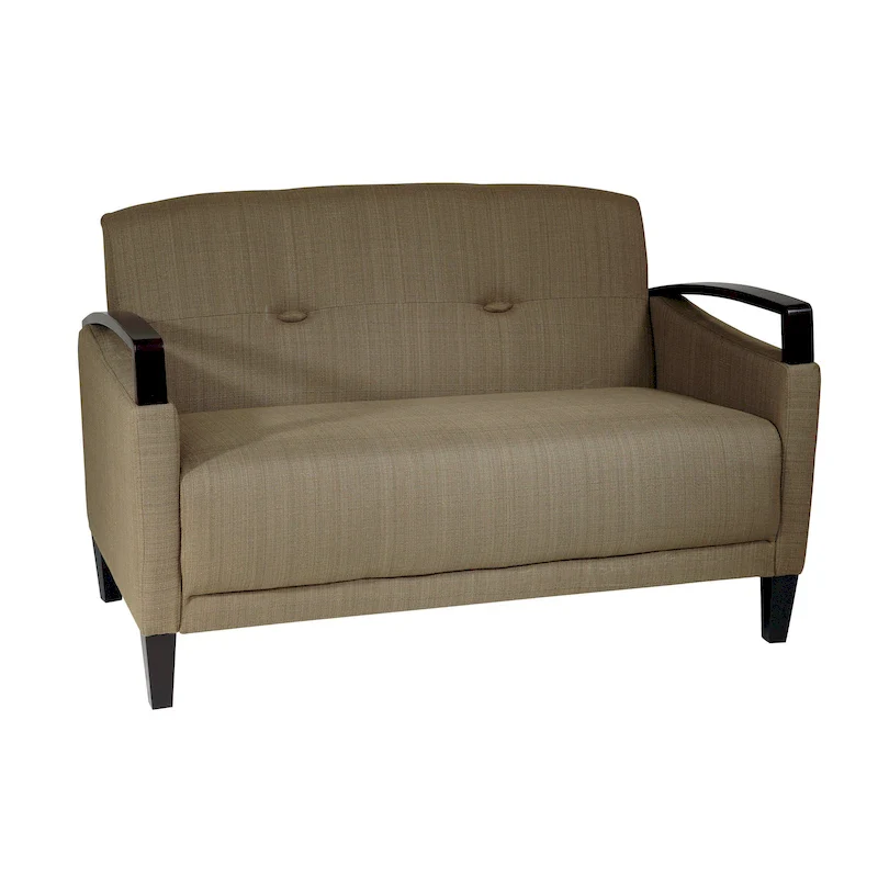 OSP Home Furnishings Main St. Loveseat with EasyClean Interlace Fabric & Espresso Finish Wood Arms & Legs