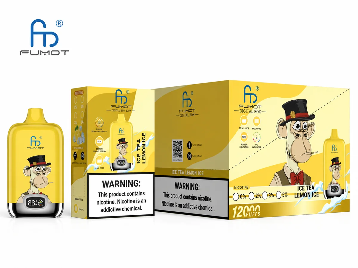 Fumot Digital Box 12000 Ice Tea Lemon Ice – 10er-Displaybox mit Einweg-Vape und Einzelpackung