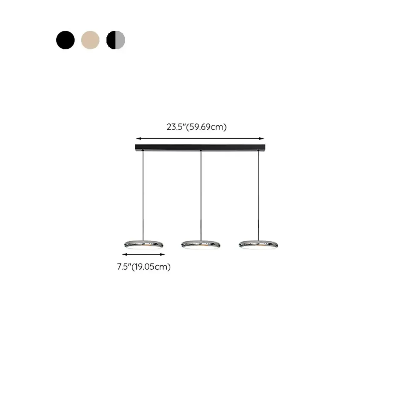 3 Light Metal Round Shape Modern Island Pendant Light