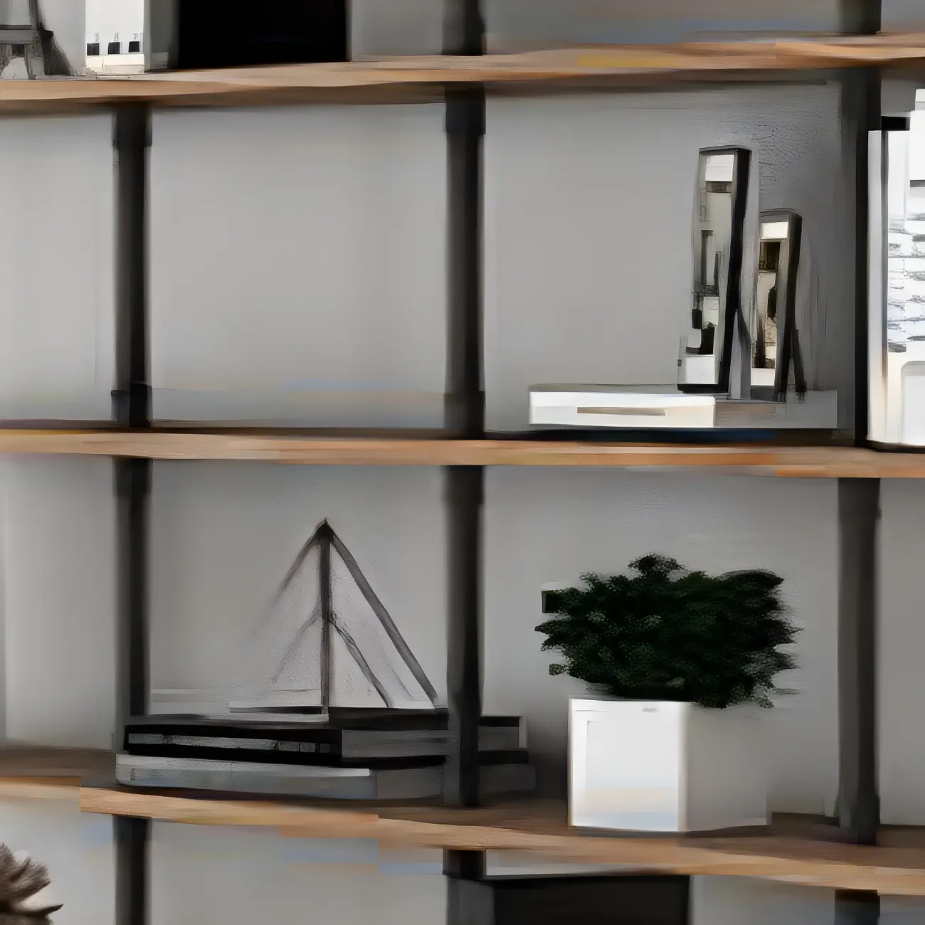 Industrial Black Wood Wall-Mounted Bookcase