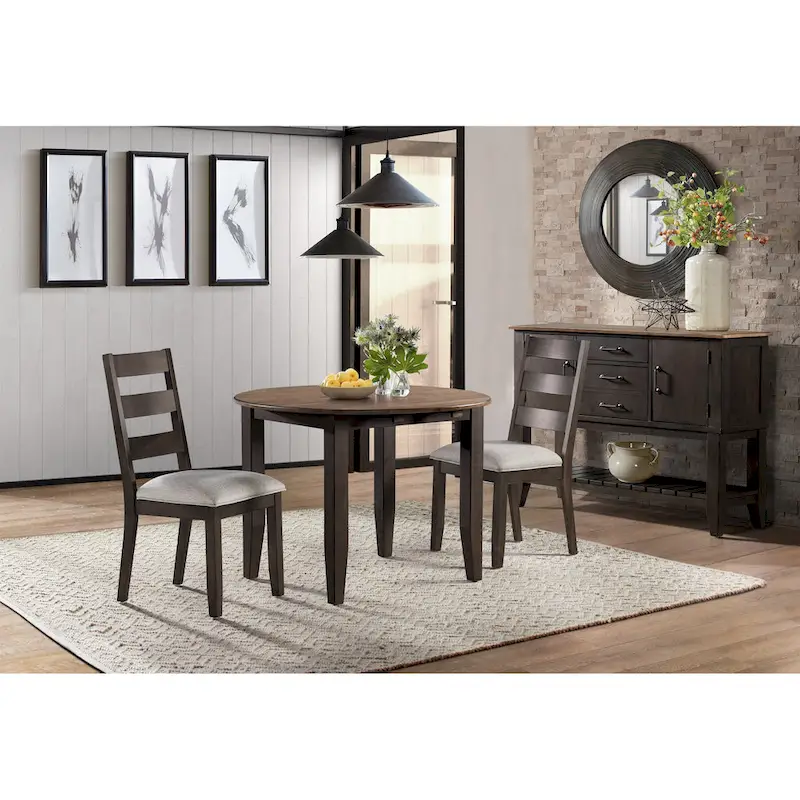 Beacon Black and Walnut Round Drop Leaf