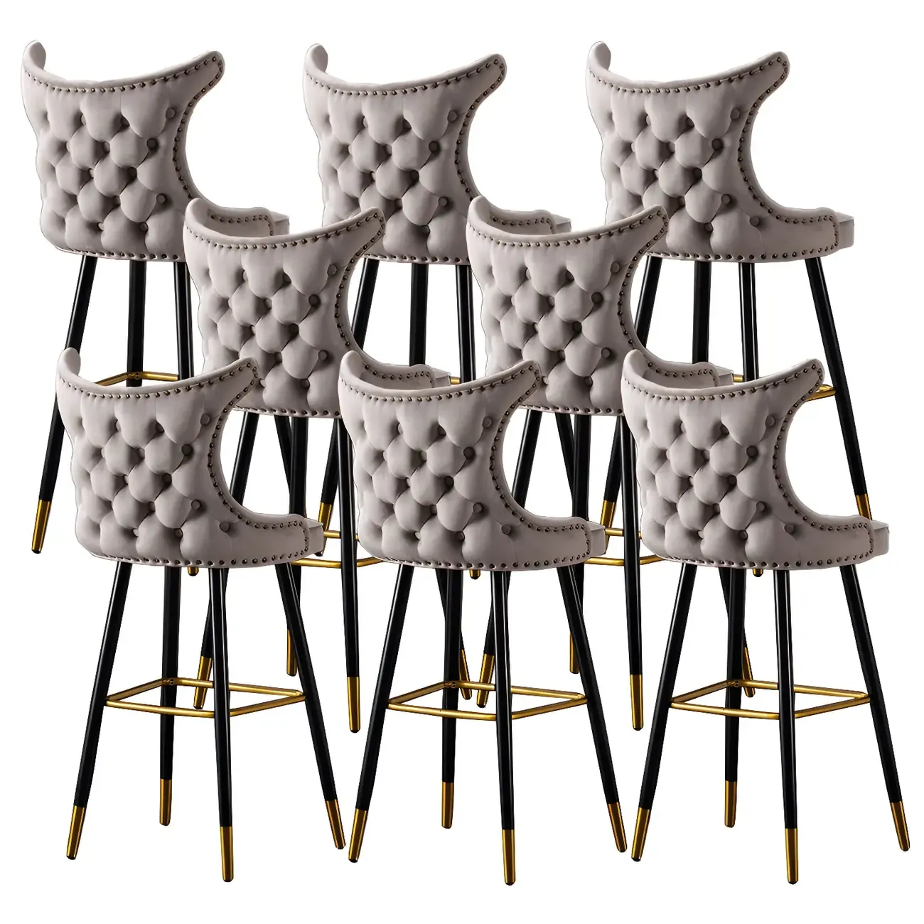 Velvet Upholstered Wingback Counter Height Bar Stools