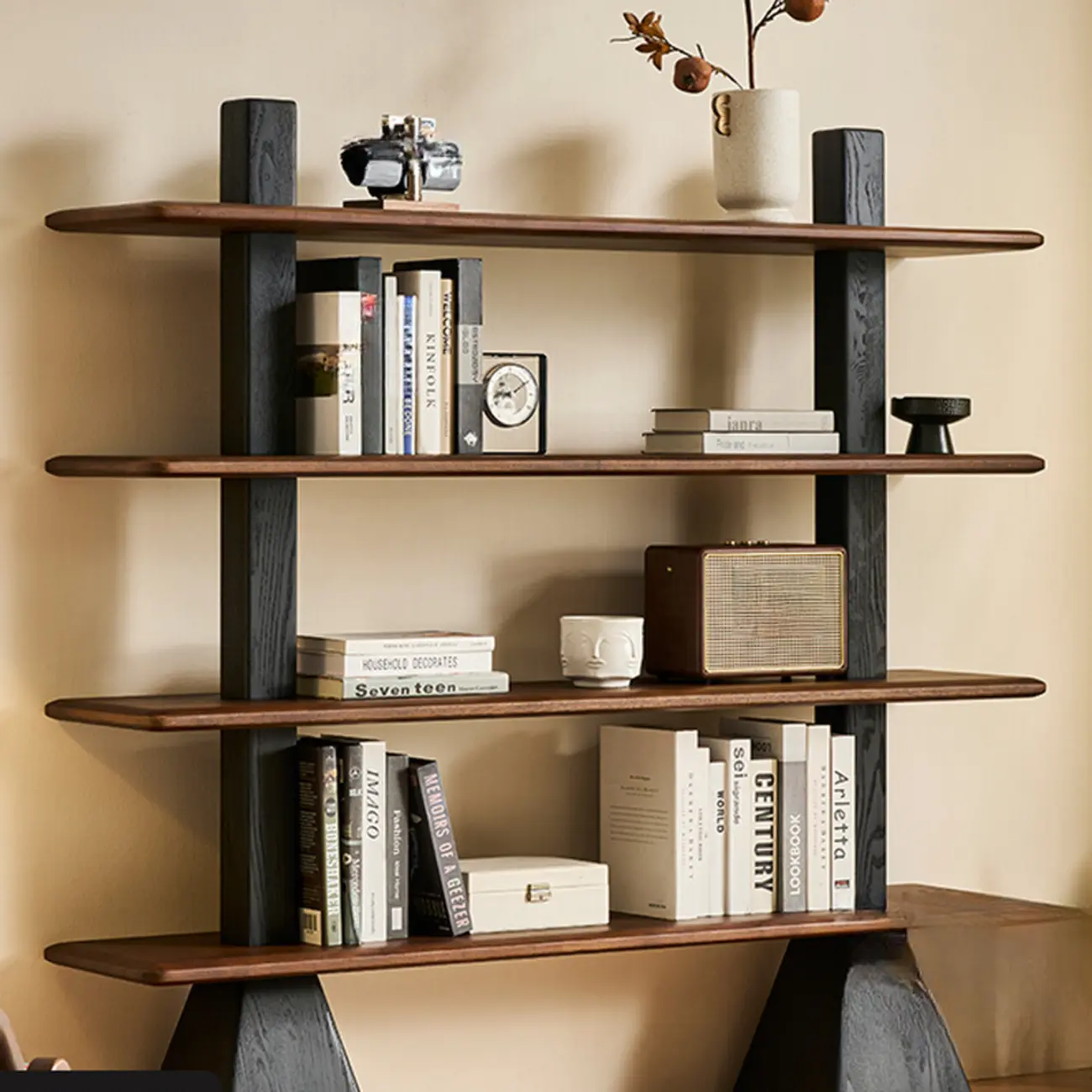 Elegant Ash Wood Open Back Display Vertical Bookcase