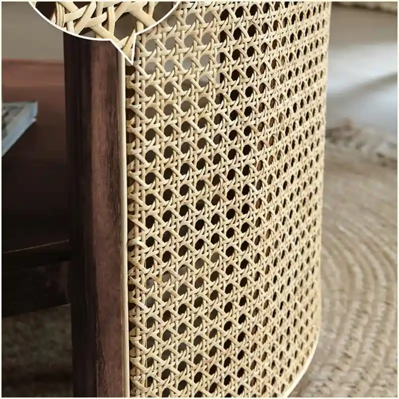 JASIWAY 2-Tiered Round Wood Coffee Table with Rattan Base