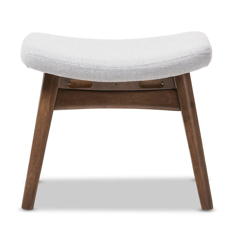 Baxton Studio Mid-Century Light Grey Fabric Upholstered Footstool
