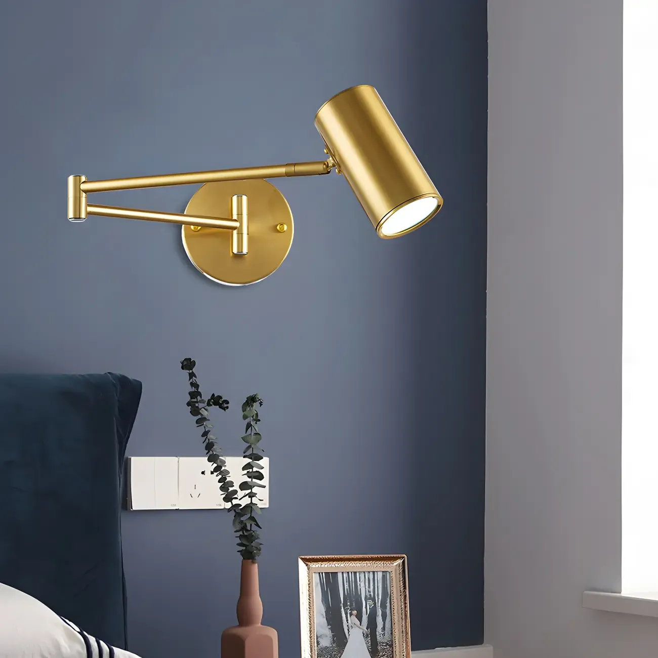 Modern Gold and Black Arm Swing Arm Wall Light