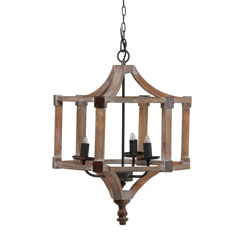 3 - Light Wood Drum Chandelier