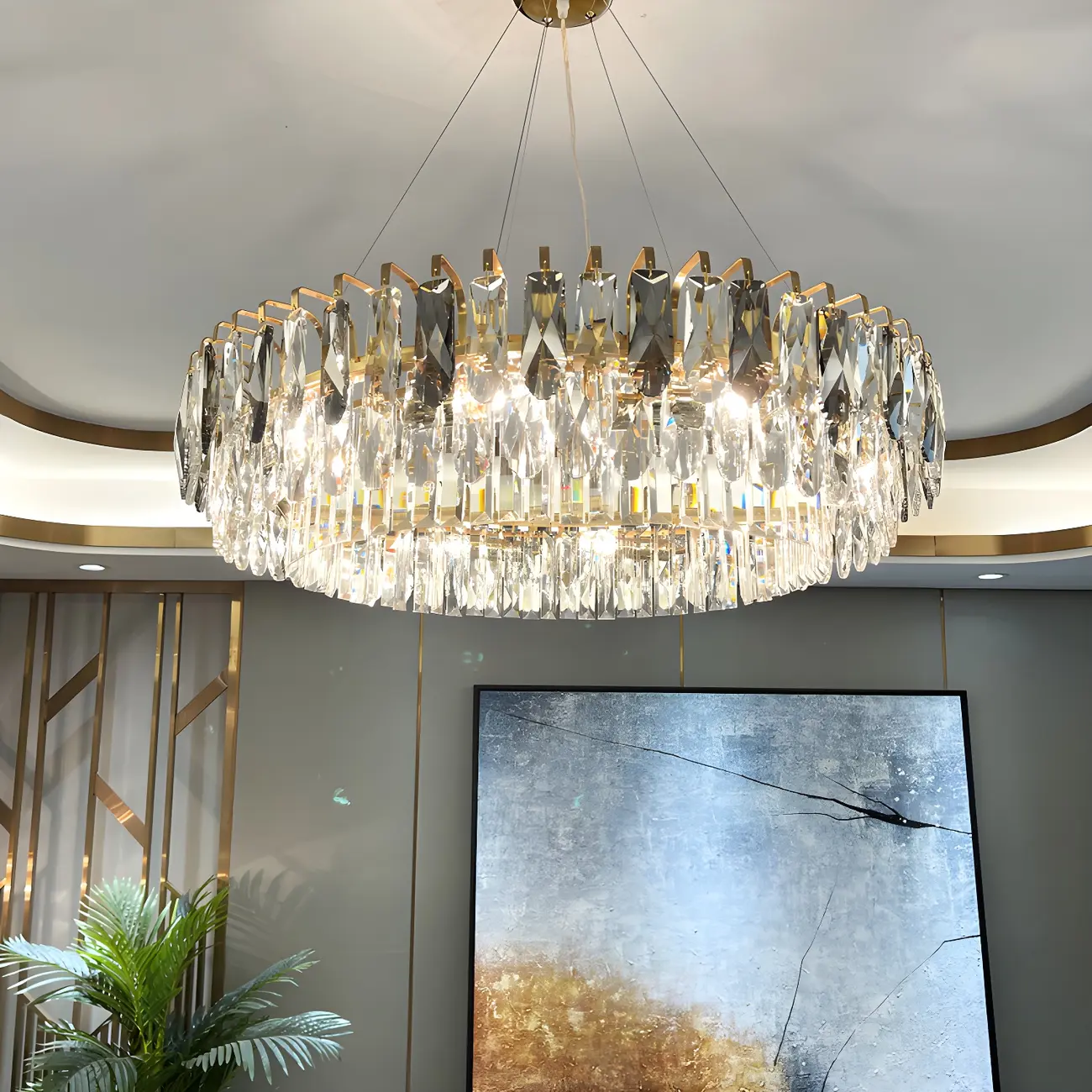 Elegant Modern Oval Clear Crystal Chandelier