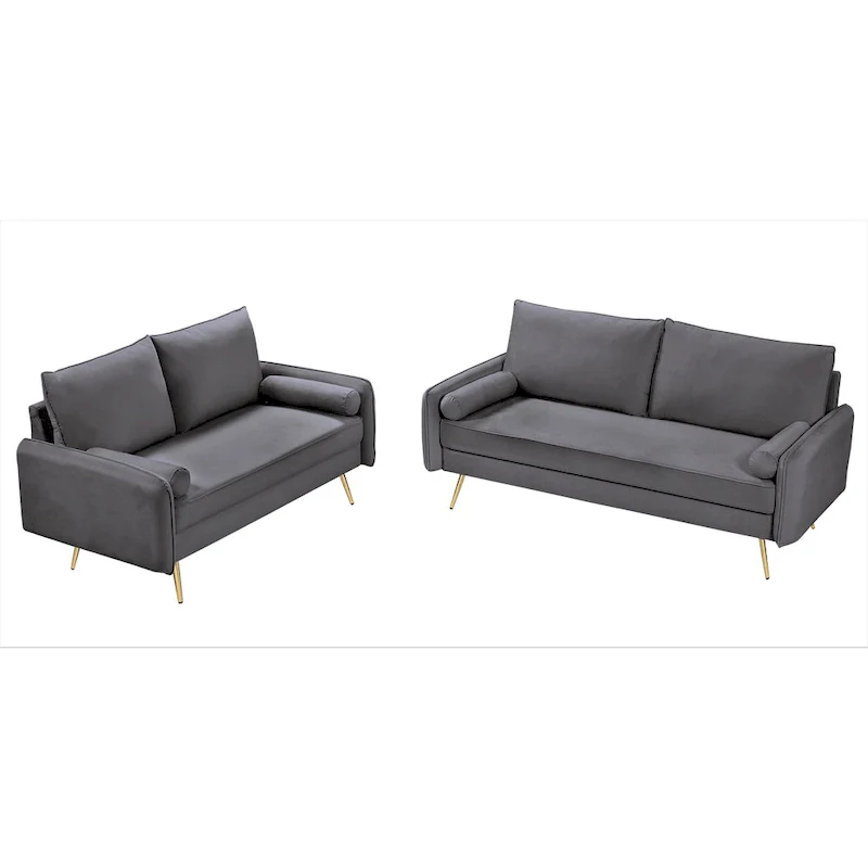 Villeda Velvet Mid-century modern 2PCS living room set