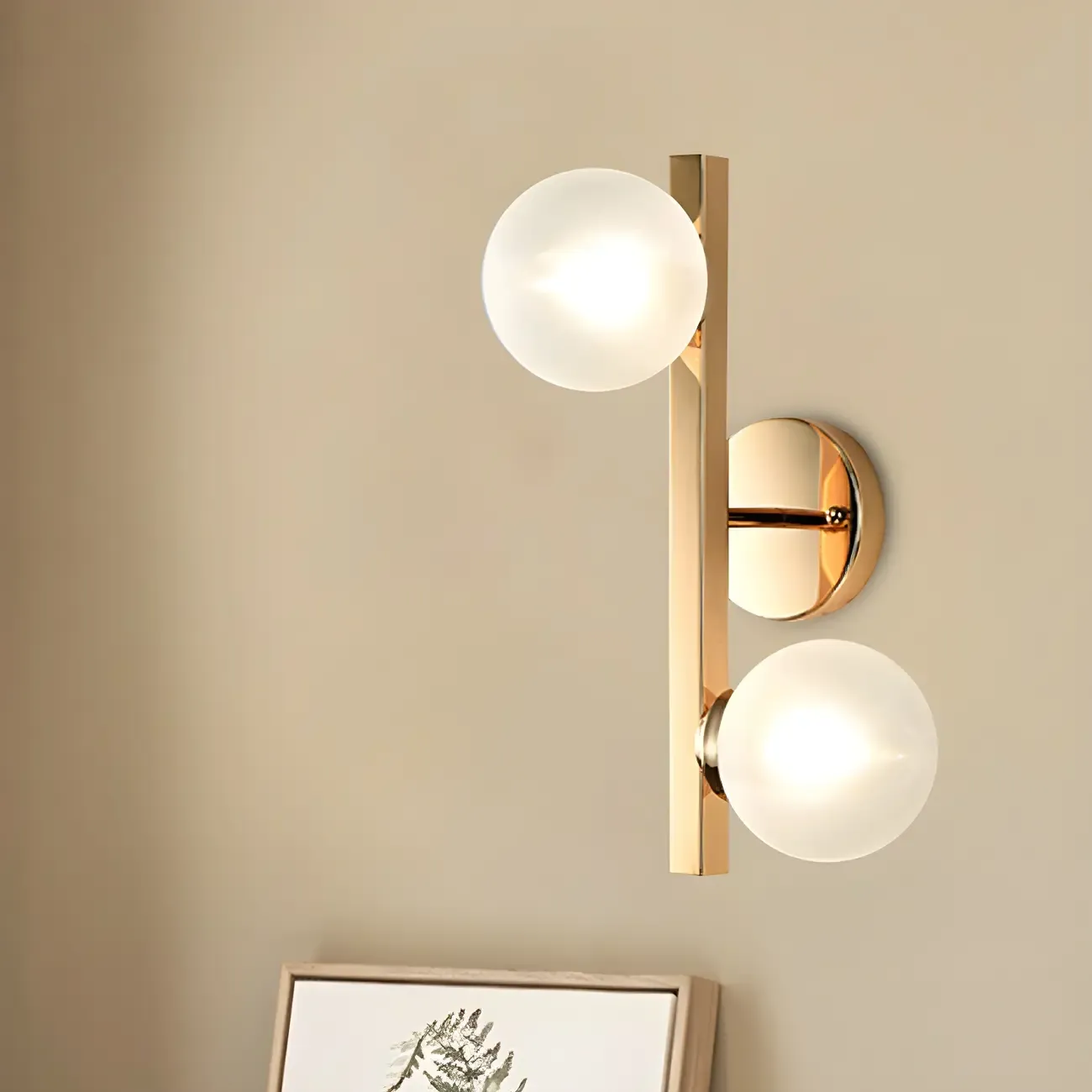 2-Light Globe Brass LED Wall Sconce for Living Room Decor