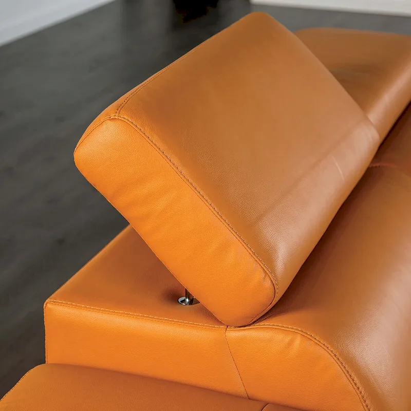 Furniture of America Jacques Modern Low Profile Leather L-Shaped Sectional with Chaise