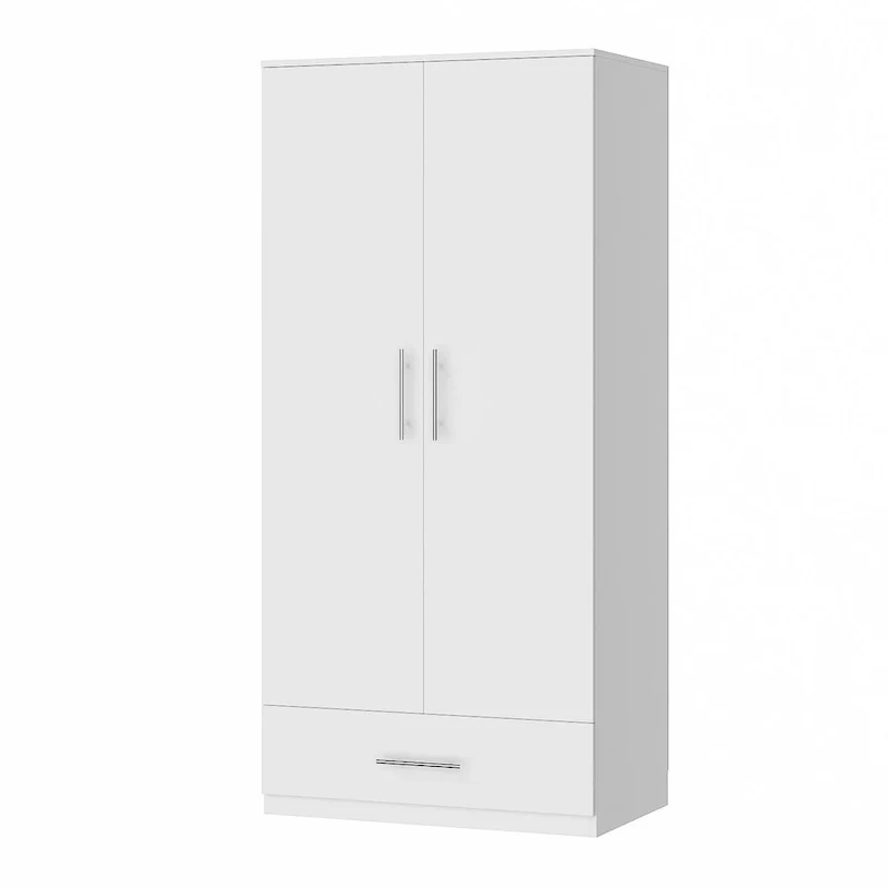 31.5W x 66.9H Wardrobe Armoire Cloest with Drawer In Black,White