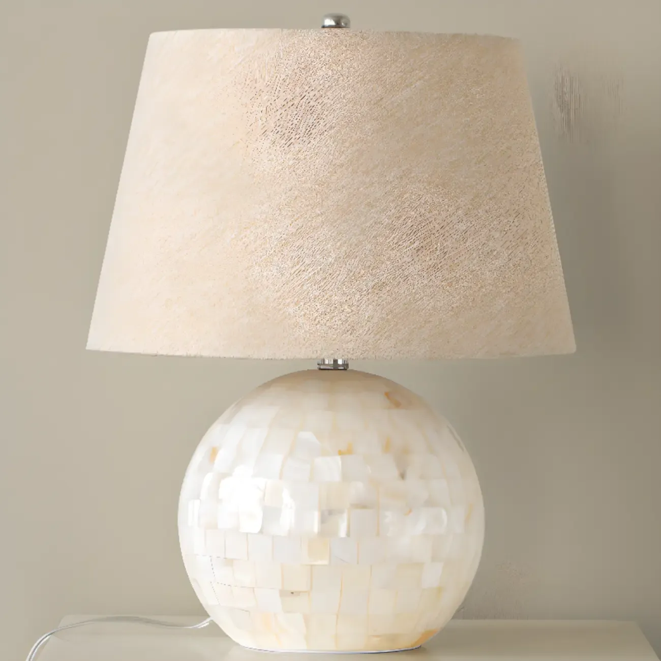 Modern Shell Table Lamp with Geometric Shade, LED