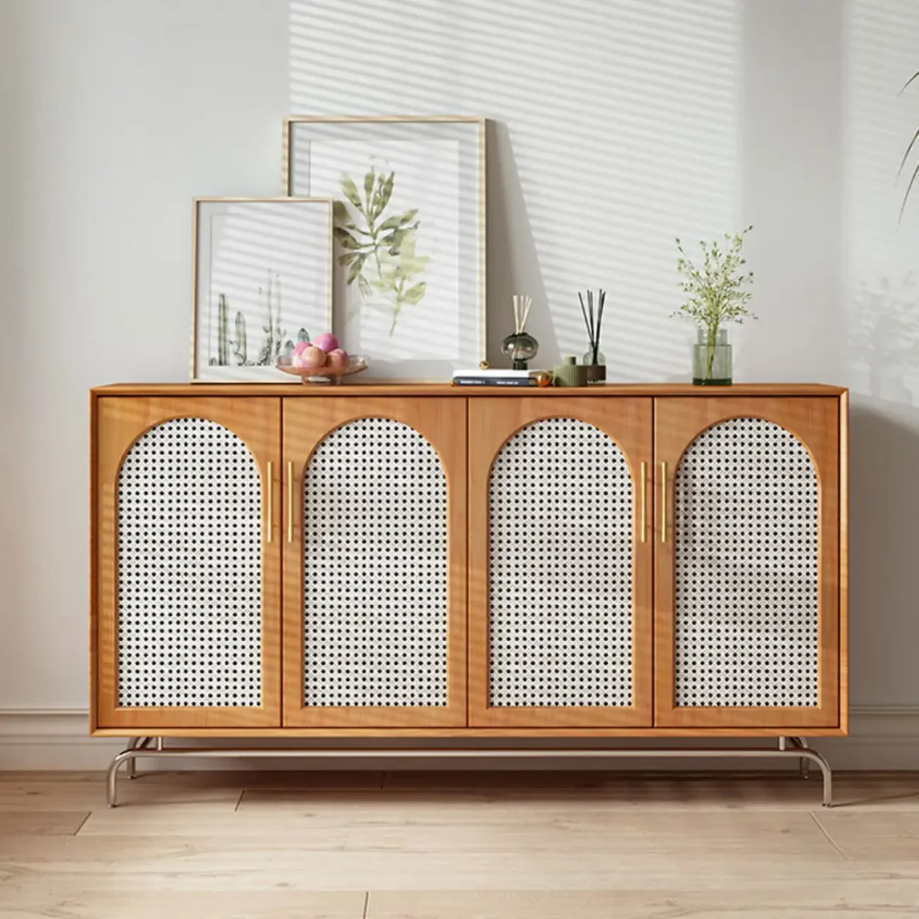 Tropical Pine Wood Accent Cabinet in Rectangular Shape