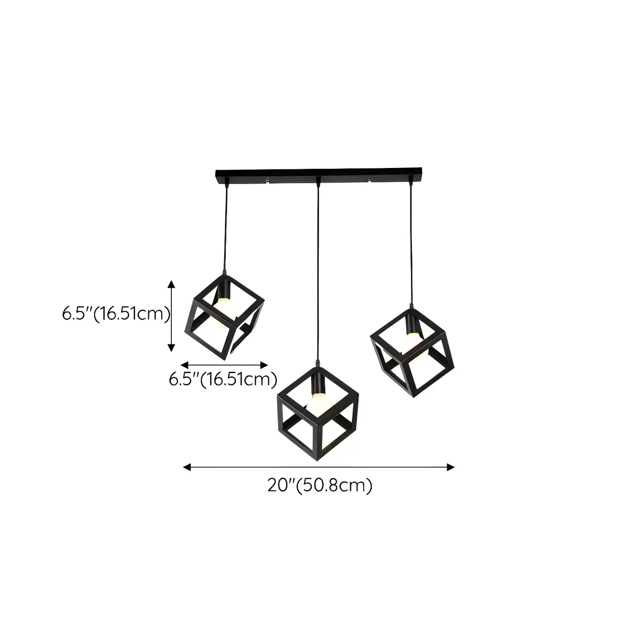 Industrial Black Metal Geometric Kitchen Island Pendant Light