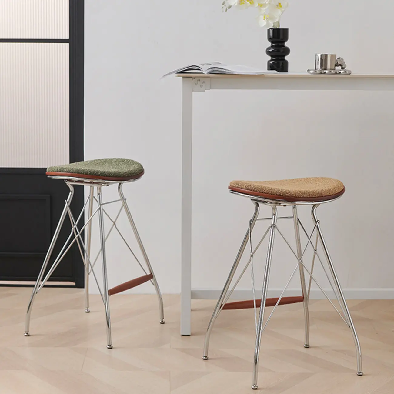 Adjustable Metal Frame Knitting Cushion Backless Bar Stool