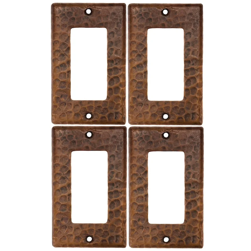 Premier Copper Products Copper Single Ground Fault/Rocker GFI Switchplate Cover - Quantity 4 (SR1_PKG4) - Brown