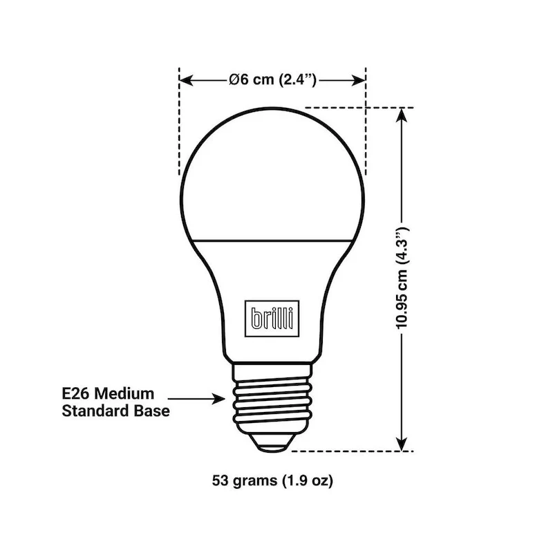 Wind Down LED Light Bulb by Brilli A19 60 Watt Dimmable 2700K (1 Pack) - White