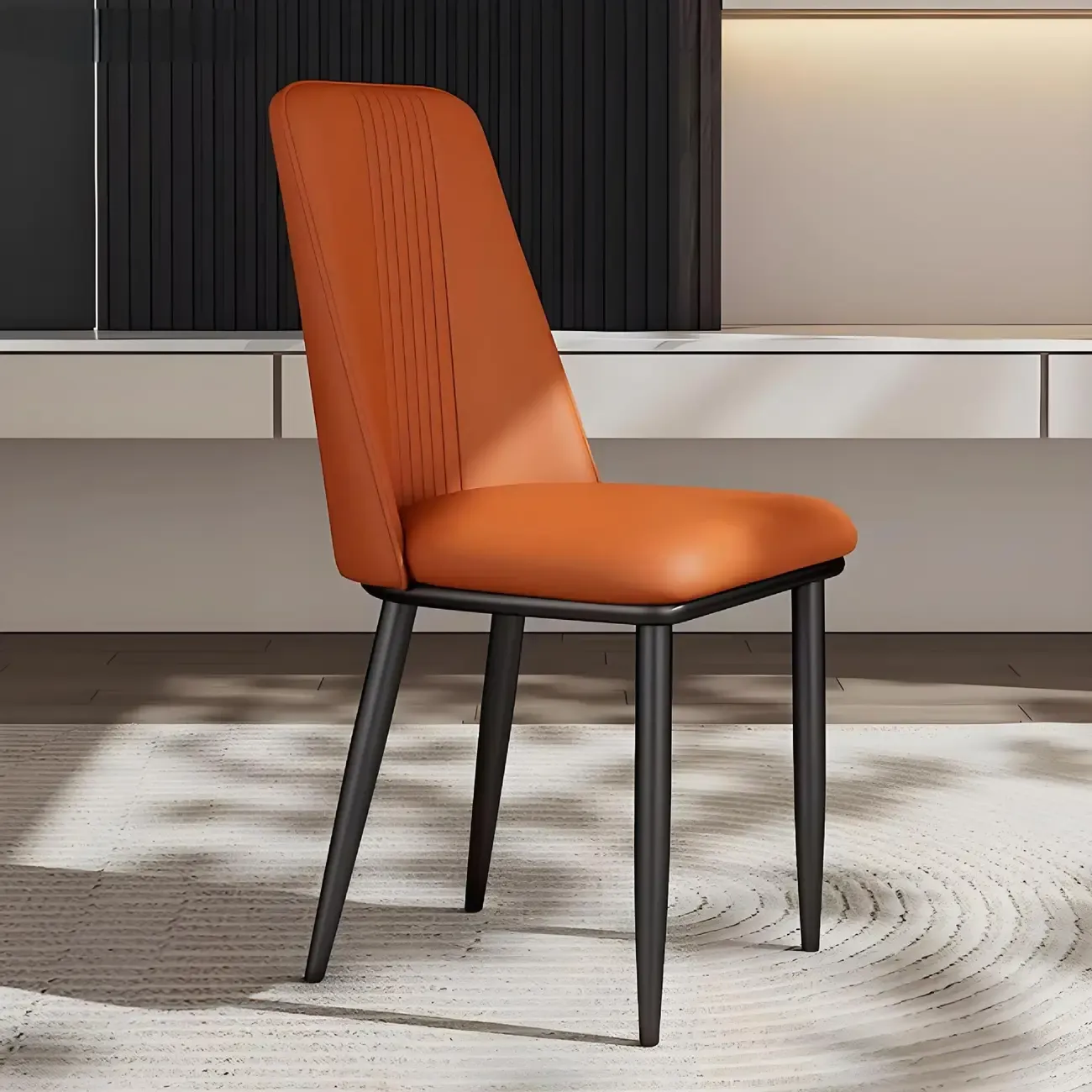 Modern Faux Leather Metal Frame Dining Chair Set of 2