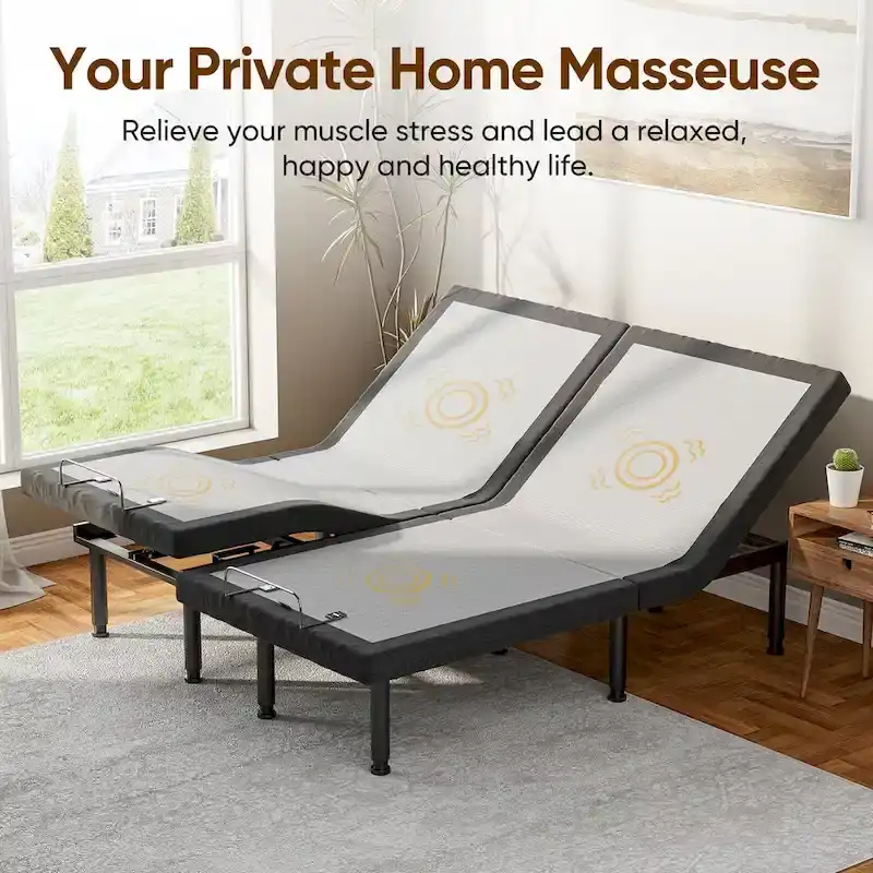 Adjustable Bed Frame Base Stress Massage Wireless Remote Quiet Motor