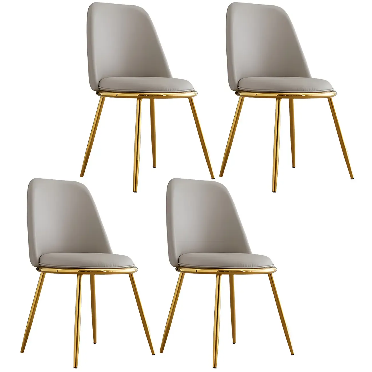 Glam Scandinavian Leather Armless Dining Chairs Metal Frame