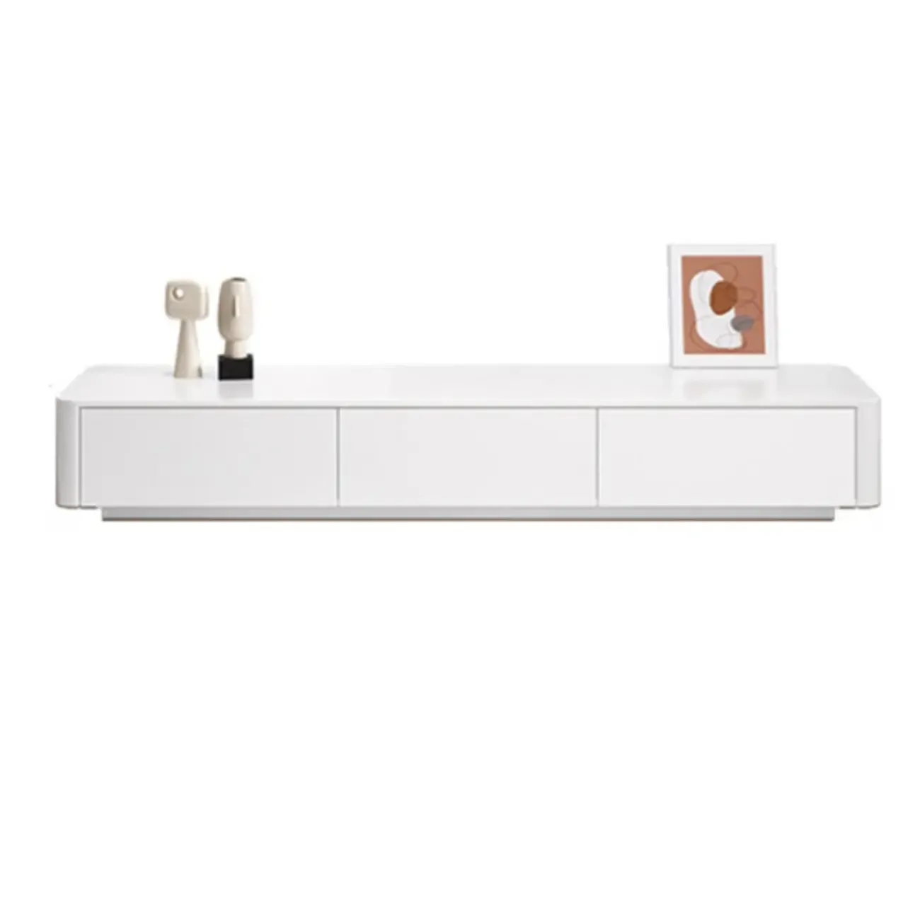 Modern White Wooden Long TV Stand with Drawers