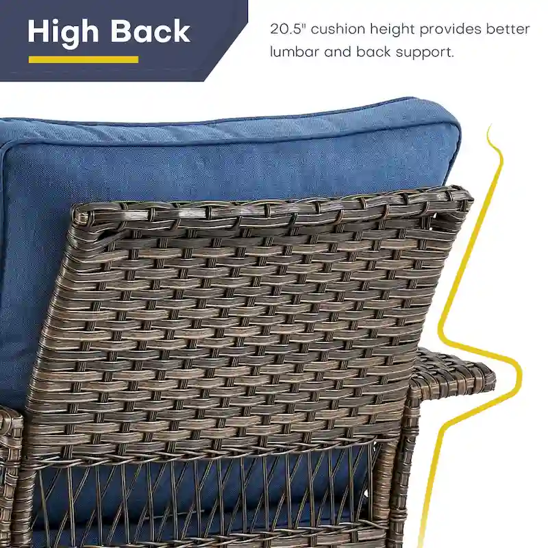 Gymojoy 3 Peices Patio Chairs with Coffee Table - Brown