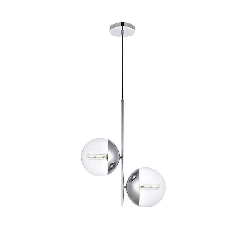 Modern 2-light 17-inch Double Bubble Pendant w/ Clear Glass