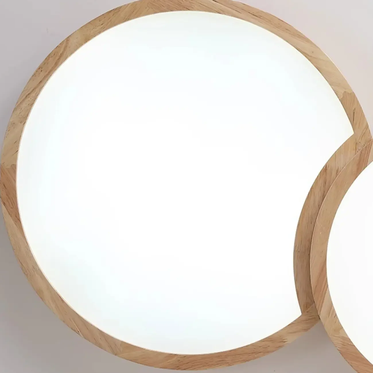 Natural Geometric Wood Dimmable Flush Mount LED Ceiling Light