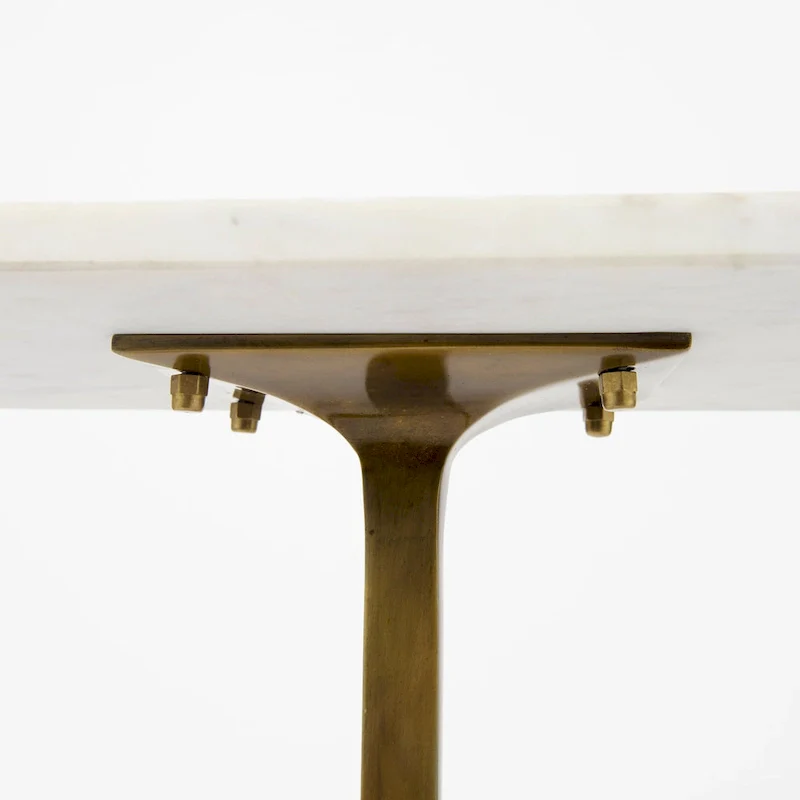 Preston White Marble Top w/Gold Metal Base Rectangular Accent Table - 17.3L x 11.3W x 22.8H