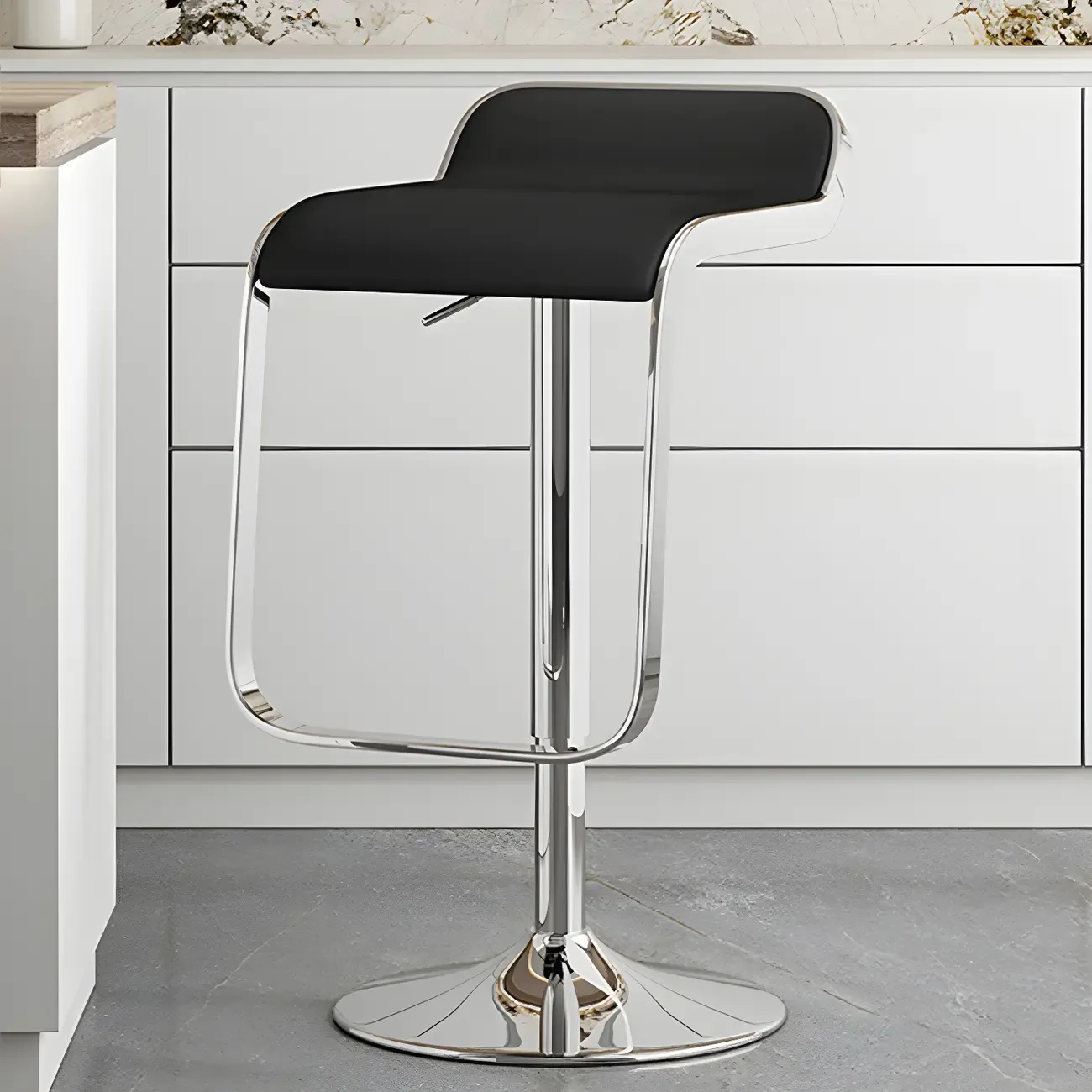 Leather Low Back Metal Adjustable Swivel Bar Stools