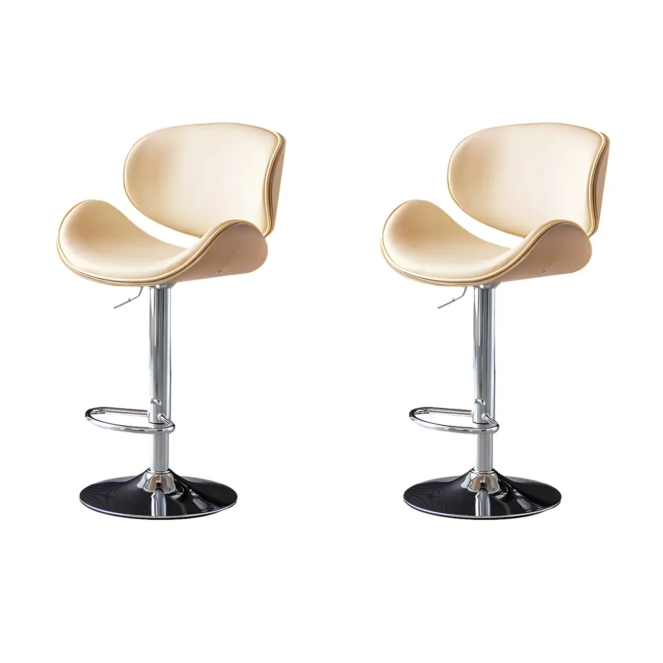 Arched Blackish Green Leather Swivel Adjustable Bar Stool