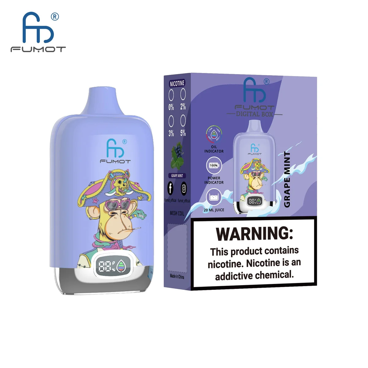 Fumot Digital Box 12000 Grape Mint – Einweg-Vape mit Einzelverpackung