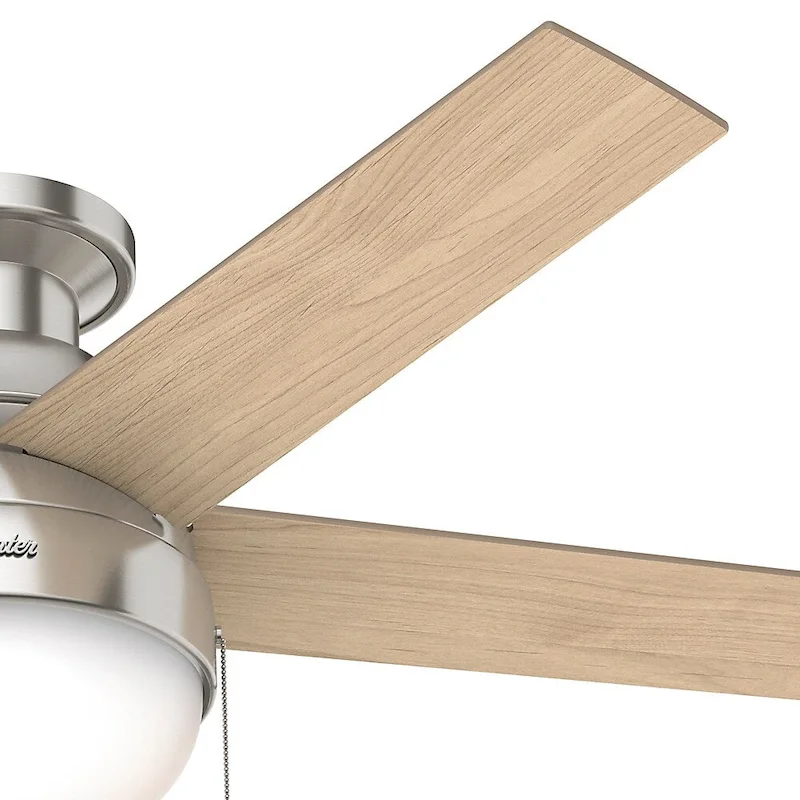 Hunter 46  Anslee Low Profile Ceiling Fan with LED Light Kit and Pull Chain - Silver