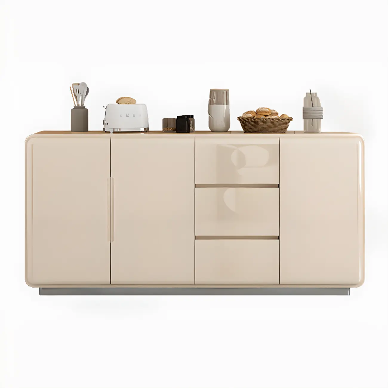 Scandinavian White Sideboard with Drawers & Cabinets