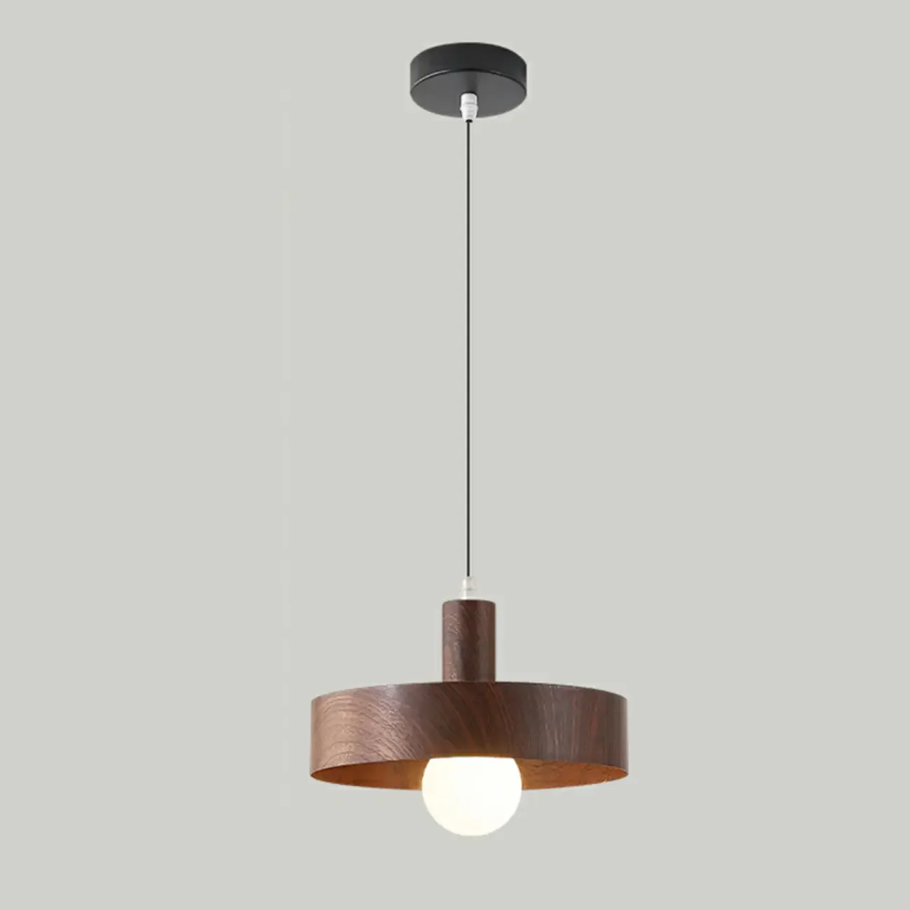 Cylinder Brown Wood Kitchen Adjustable Pendant Light