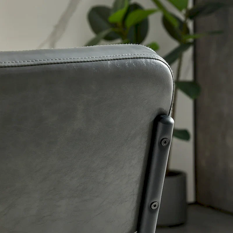 Modern Simple Leather Dining Chair with Metal Pipe