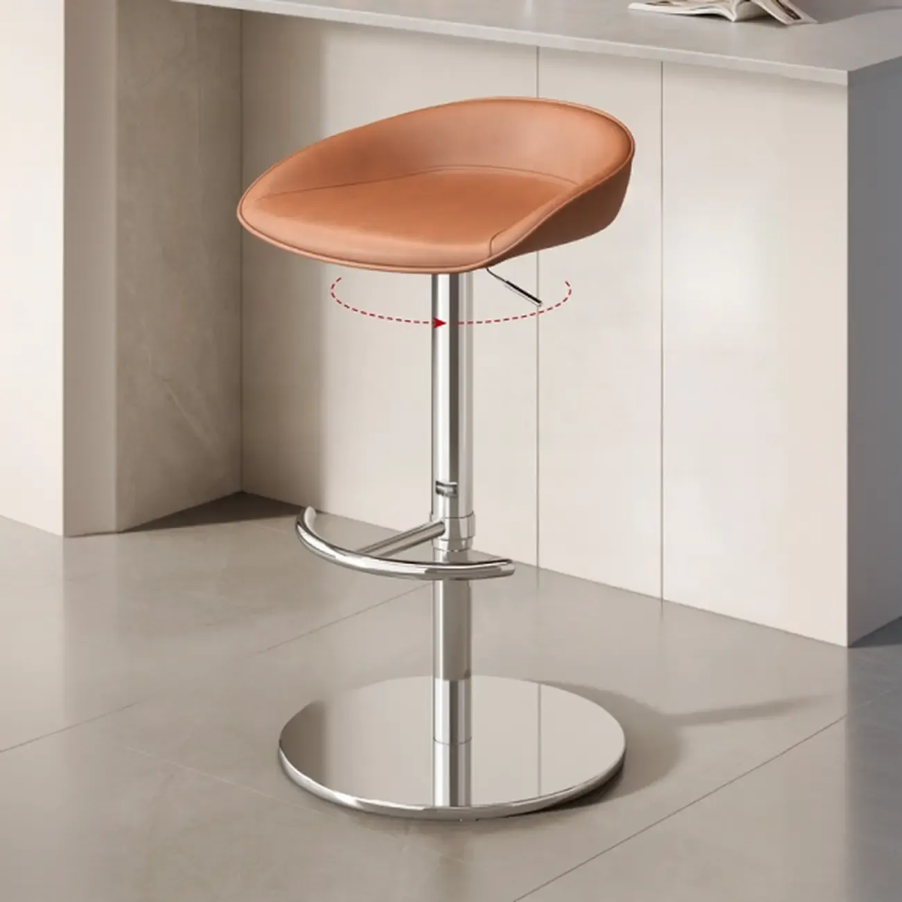 Industrial Modern Pedestal Leather Bar Stools