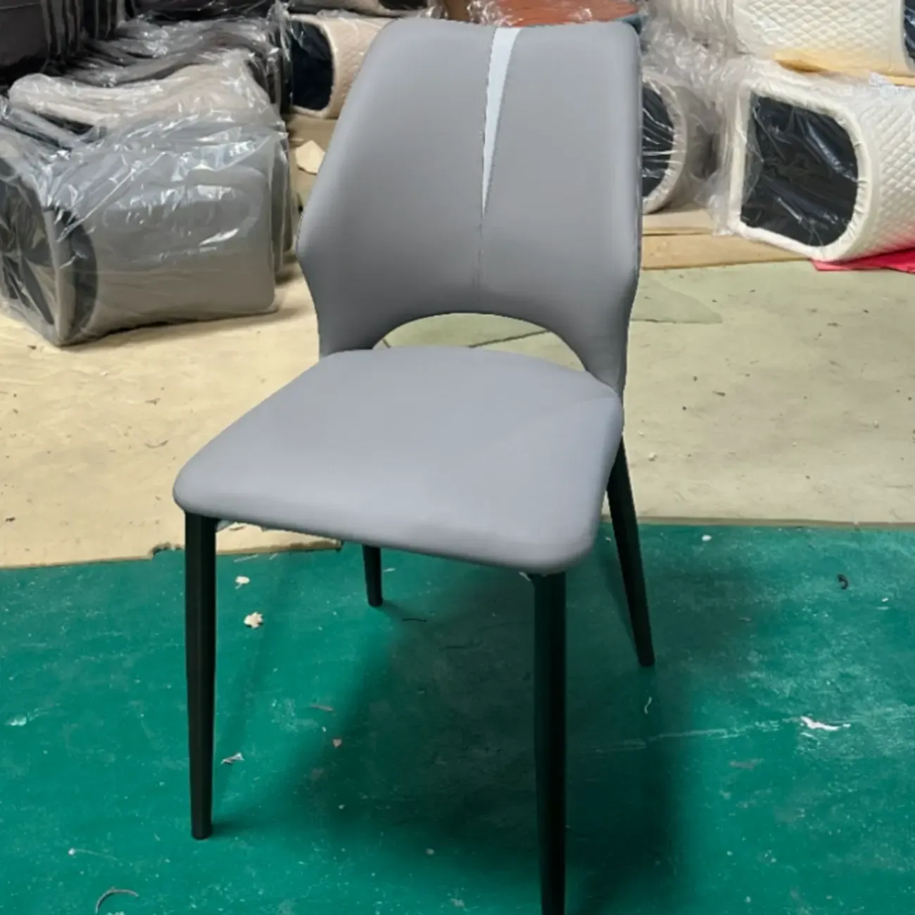 Modern Faux Leather Open Back Armless Dining Chair