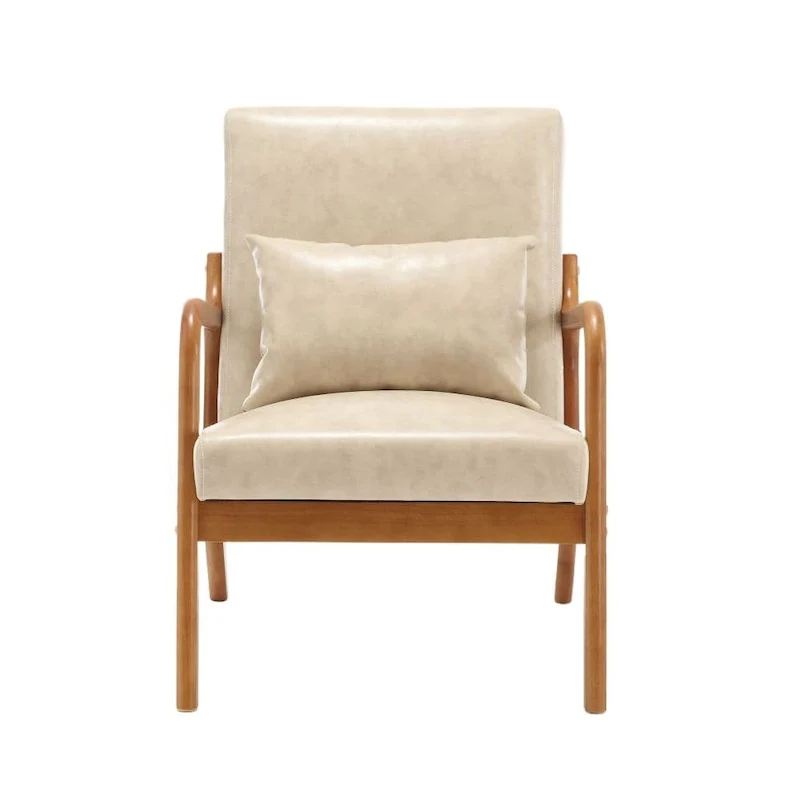 Modern PU Leather Accent Chair with One Pillow