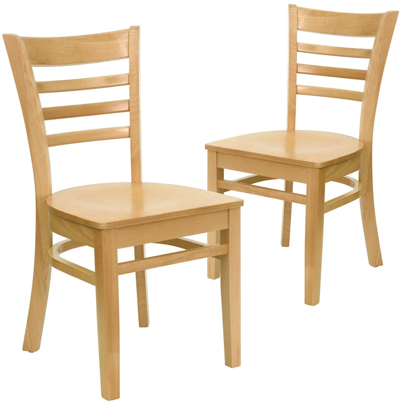 Wooden Slat Back Restaurant Chair (Set of 2)