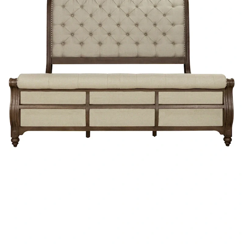 Americana Farmhouse Dusty Taupe King Sleigh Bed