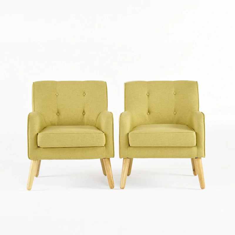 Felicity Mid-Century Modern Fabric Tufted Arm Chair (Set of 2) by Christopher Knight Home